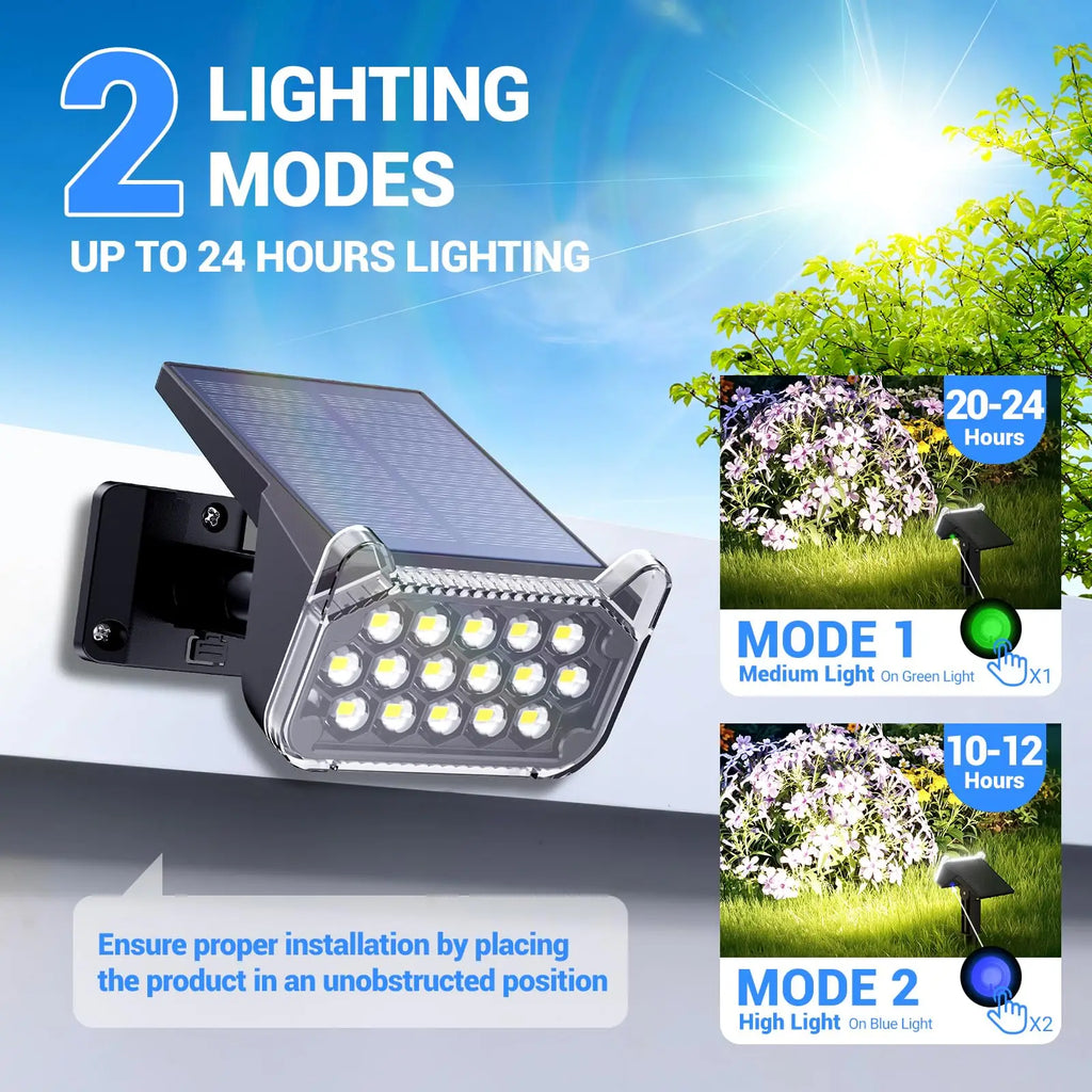 Solar Spot Lights Outdoor Waterproof IP65, Super Bright LEDs with Lens, 6500K 2 Lighting Modes, 2 in 1 Auto On/Off Solar Powered Spotlights for Yard Flag Landscape Tree, Cool White