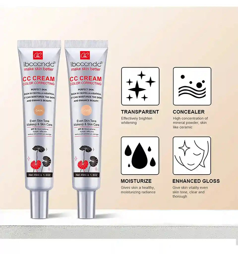 Tidesmit waterproof correcting CC cream for face makeup texture close-up showing long-lasting moisturizing finish