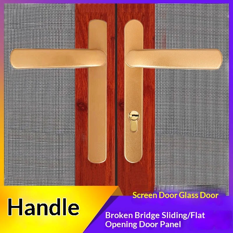 Thermal‑Break Aluminum Swing Door Ultra‑Thin Handle Lock for Aluminum Alloy Double Door Diamond‑Mesh Screen Door Hardware