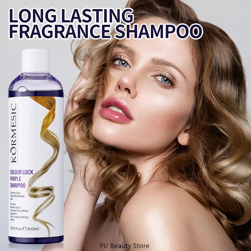 Professional Remove Yellow Shampoo Bleached Hair Anti-Yellow Lock-Color Shampoo Silver White Gray Smooth Shine Fluffy Hair Care