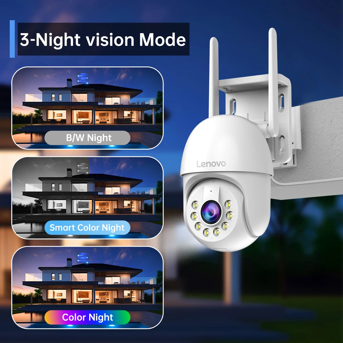 Lenovo 2K HD Smart Wifi PTZ Camera Outdoor Auto Tracking Color Night Vision ONVIF CCTV IP Camera Security Video Surveillance Cam
