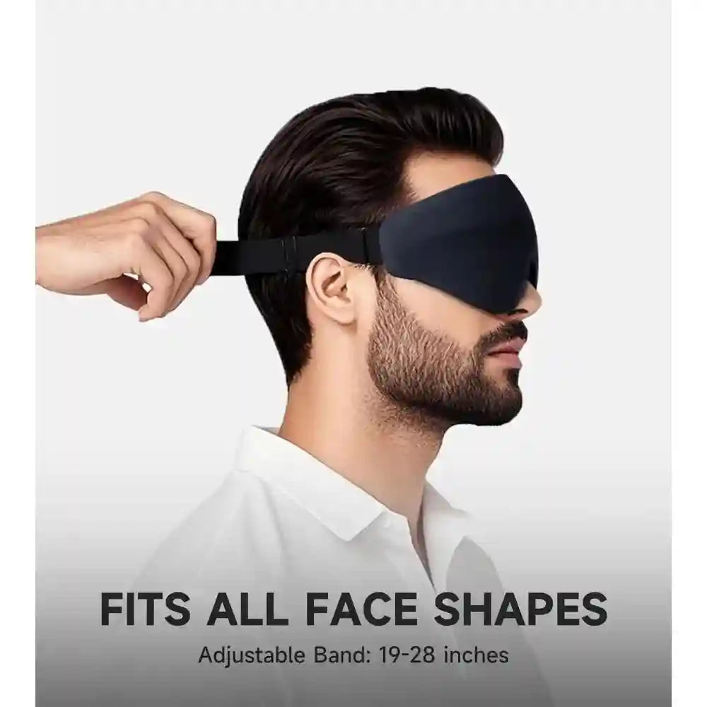 3D Contoured Memory Foam Sleep Mask for Travel - Breathable Eye Cover Eye Massage Instrument Tidesmit