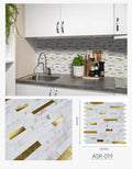 Peel and Stick Backsplash, PVC Mixed Metal Self Adhesive Wall Tiles, Stick on Backsplash Tiles for Kitchen Bathroom