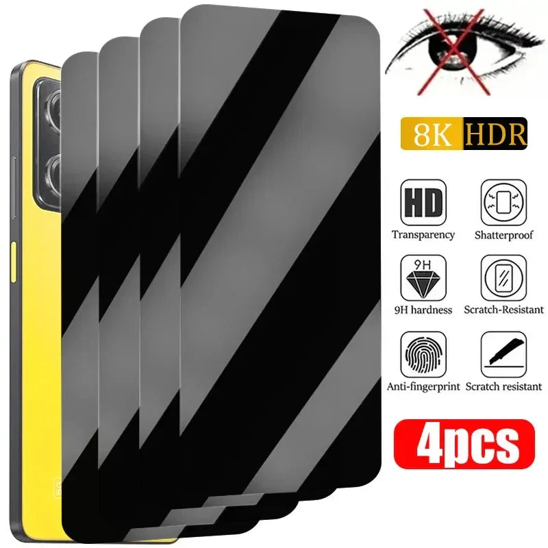 Anti Spy Tempered Glass for Xiaomi Poco - 9H Hardness Privacy Screen Protector For PocoX6pro5G 4PCS Tidesmit