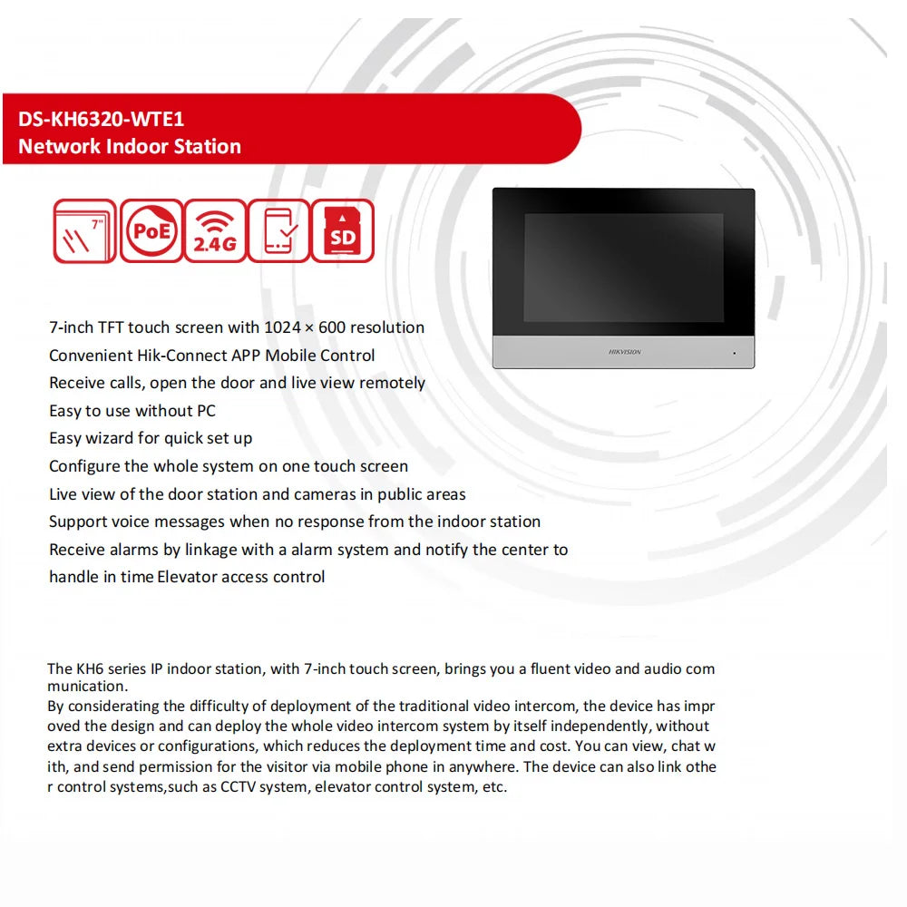 Hikvision IP Video Intercom Kit DS-KIS603-P(C) Original DS-KV6113-WPE1+ DS-KH6320-WTE1 POE Doorbell Door Station WIFI Monitor
