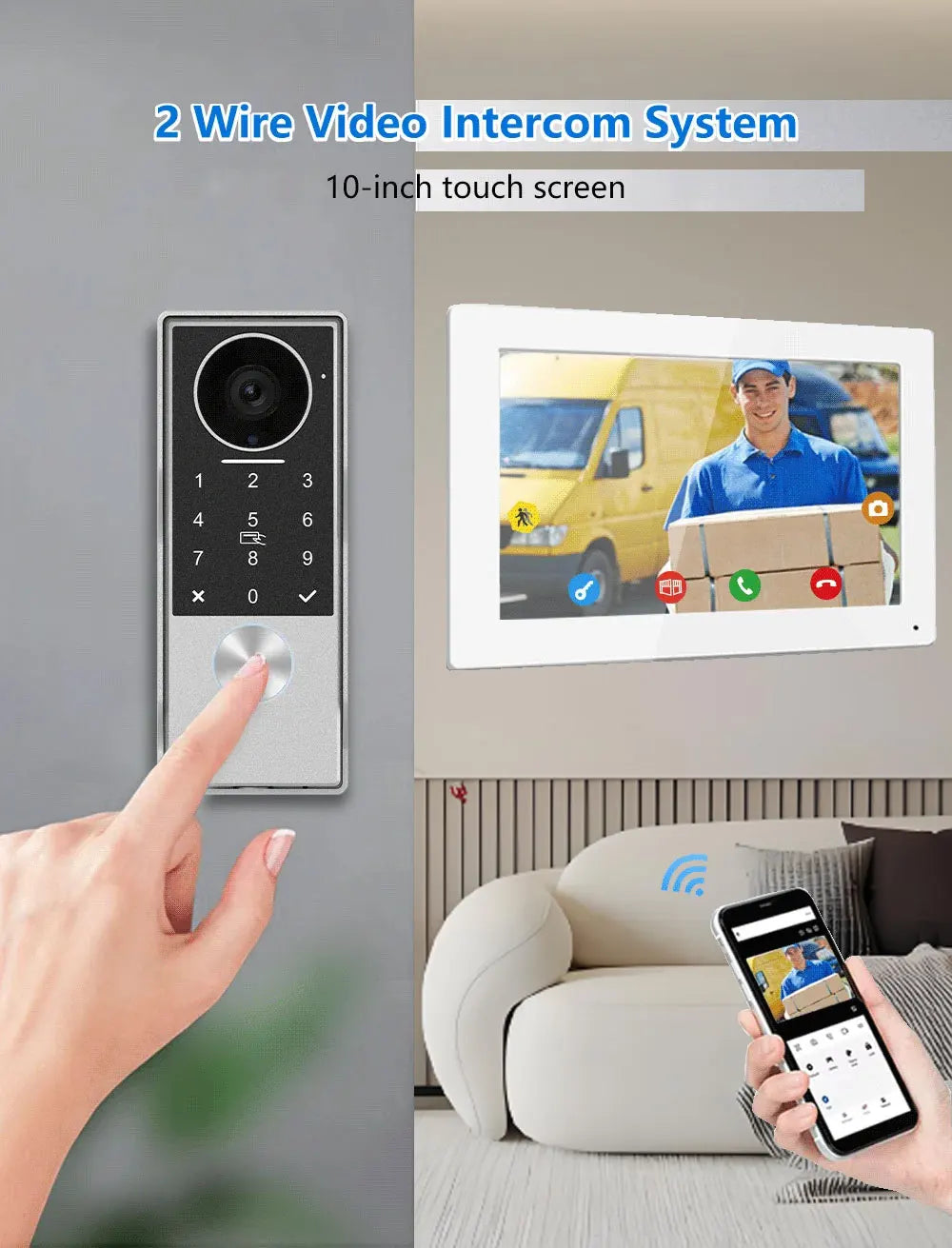 Password 4in1 Unlock HD Wifi Doorbell Video Intercom System For Home Doorphone Tuya Smart 1080P Touch Monitor Security Protect