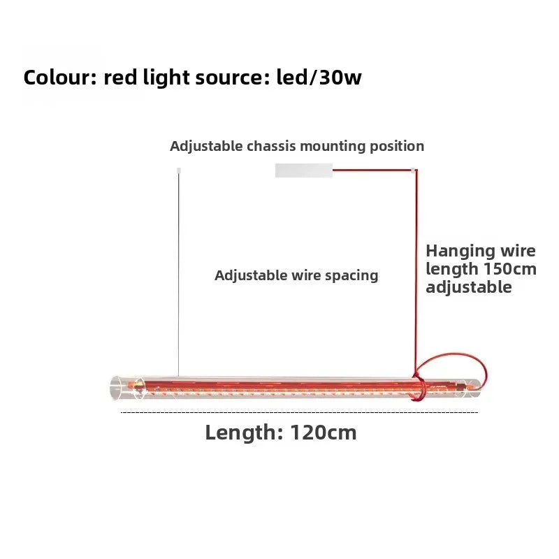 Modern LED Ring Light | Minimalist Adjustable Linear Studio Lighting red 120cm Tidesmit