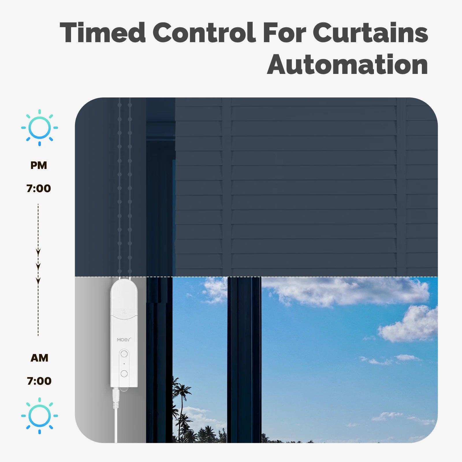 Tuya WiFi Smart Curtain Motor, MOES Electric Roller Blinds Driver, Alexa Google Home Voice Control, Automatic Pull Cord Chain