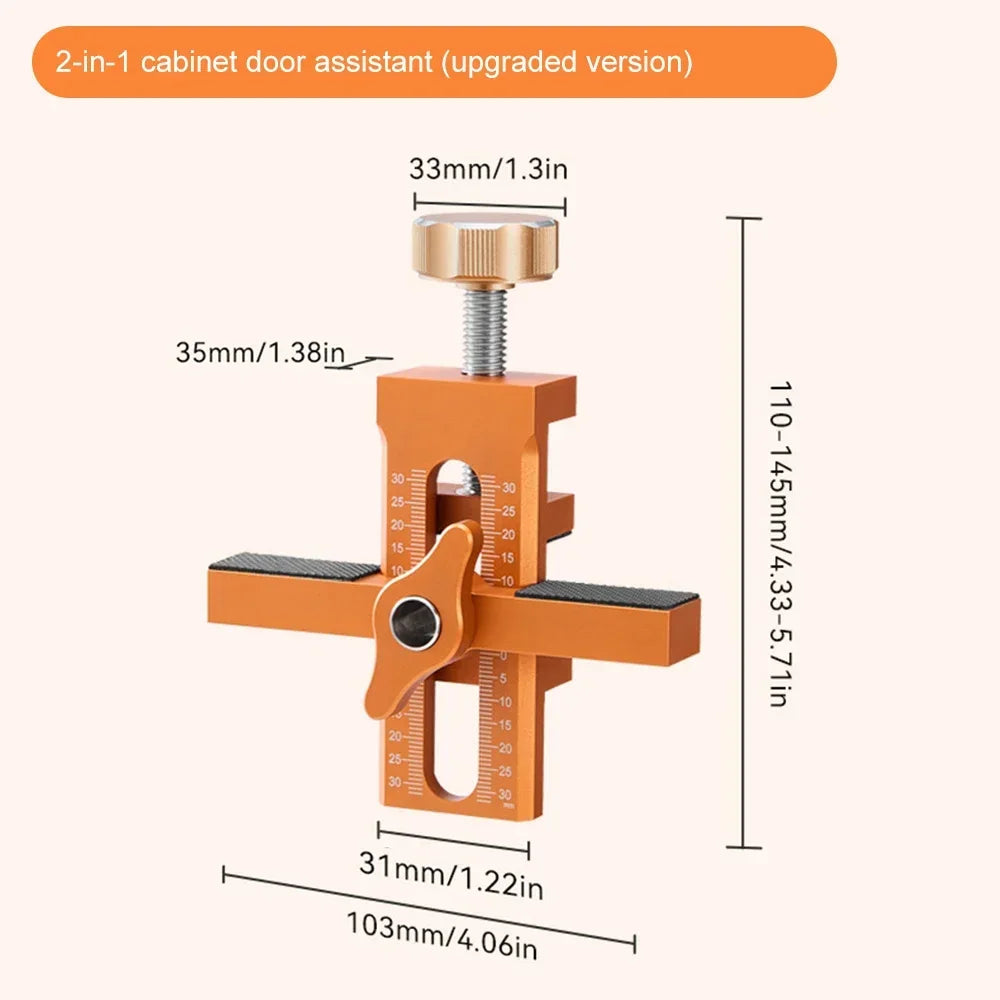 Adjustable Cabinet Door Mounting Jig Quick Positioning Hole Opening Tool Aluminum Alloy for Woodworking Installing Cabinets Tool