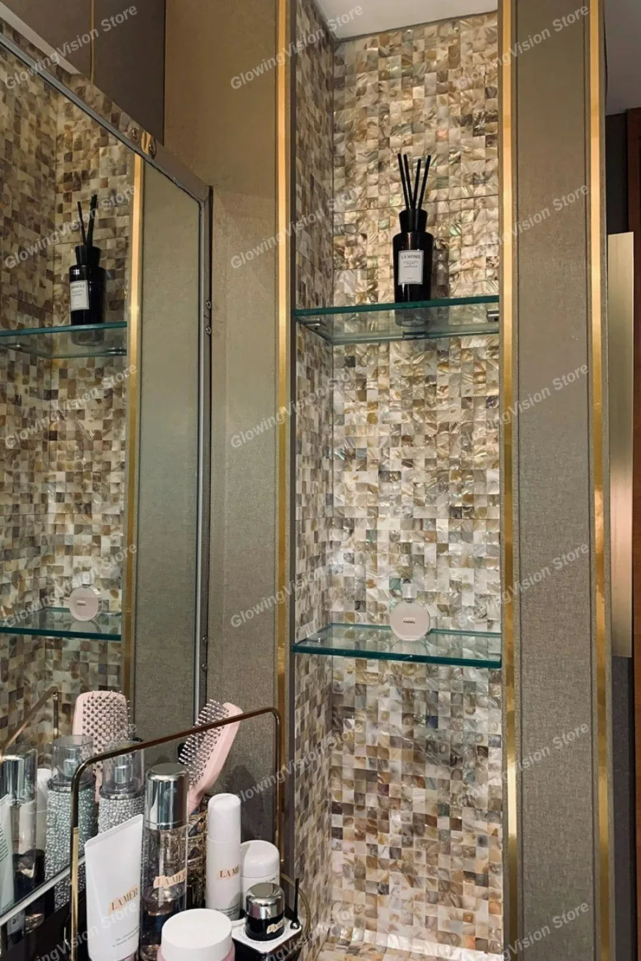30 CM Natural Shell Mosaic Tile Sticker Sheet Mother of Pearl Wallpaper Tile for Interior Decoration Bathroom Kitchen Wall Tiles