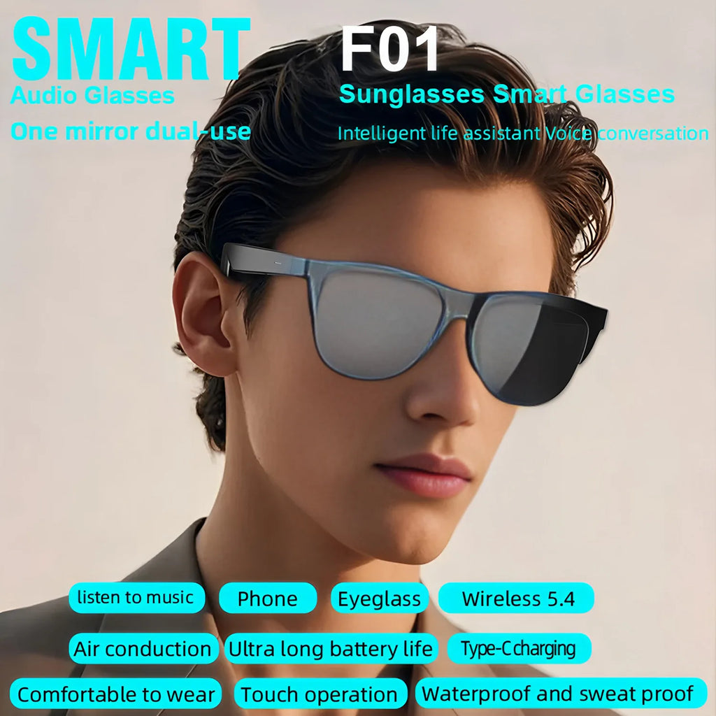 Bluetooth Smart Glasses - Immersive Spatial Audio Hands-Free Black Tidesmit