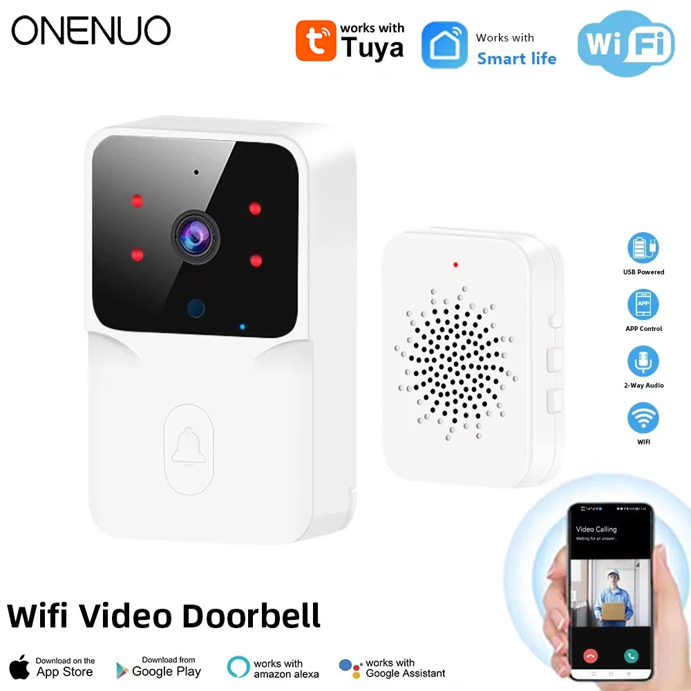Tuya WiFi Video Doorbell Wireless HD Camera IR Alarm Security Smart Home Door Bell WiFi Intercom for Home