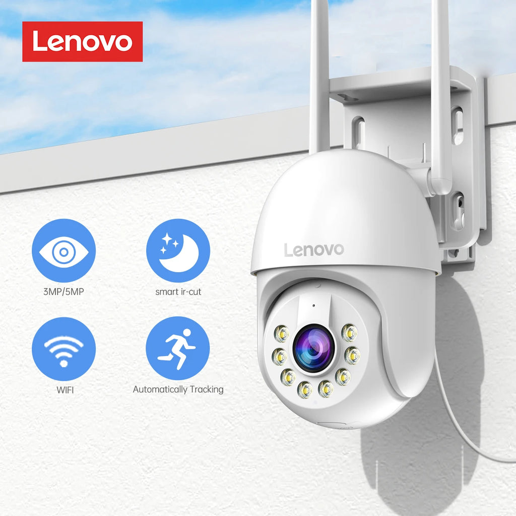 Lenovo 3MP HD Smart Wifi PTZ Camera Outdoor 5x Digital Zoom Auto Tracking ONVIF CCTV IP Camera Security Video Surveillance Cam