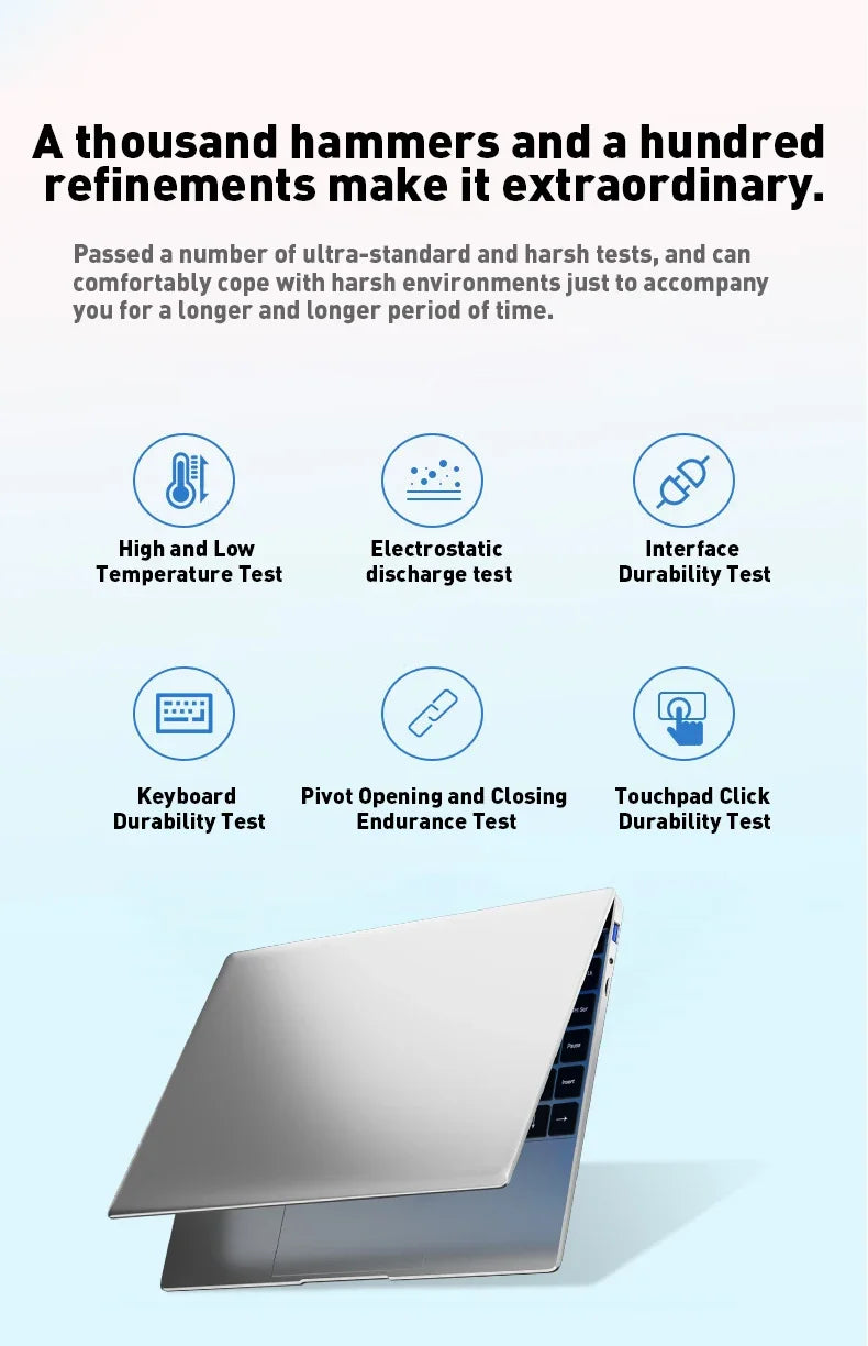 LENO 14.1" Ultra Slim Laptop Windows11 16GB RAM 2TB SSD Intel N3700 Notebook Gamer 1920*1080 Display Office Study Computer PC