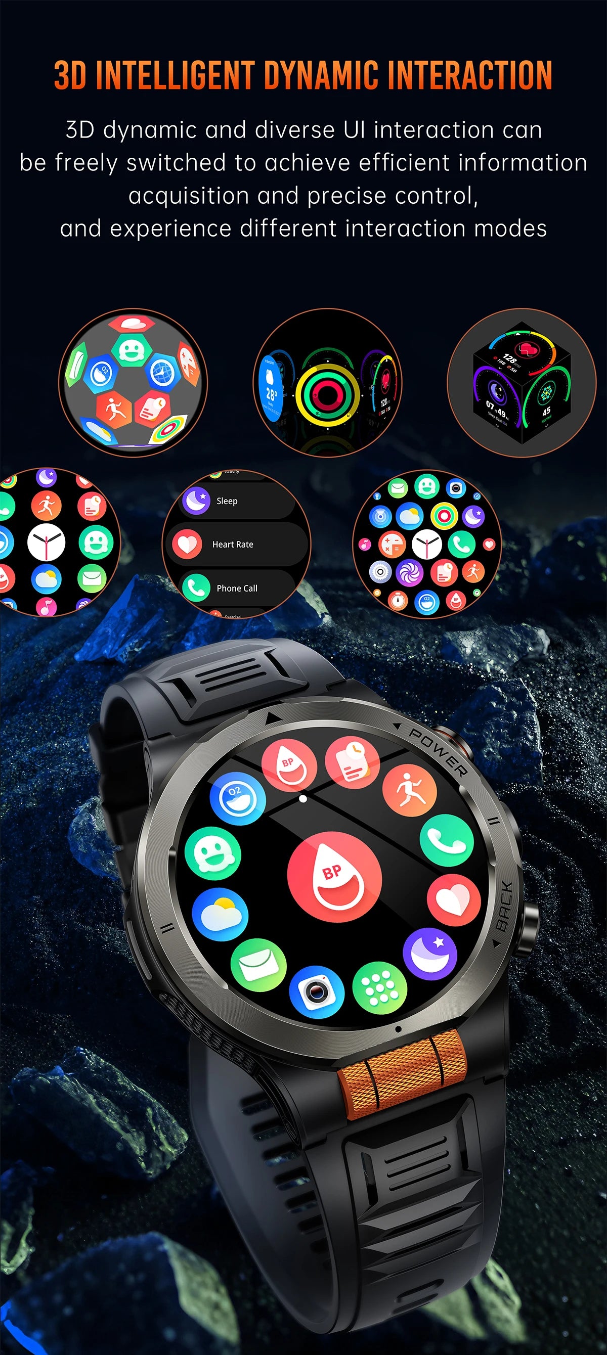 LIGE New 1100mAh Super Capacity Battery Adult Smart Watch 1.43" AMOLED Screen Call 3ATM Waterproof Outdoor Sports Men Smartwatch