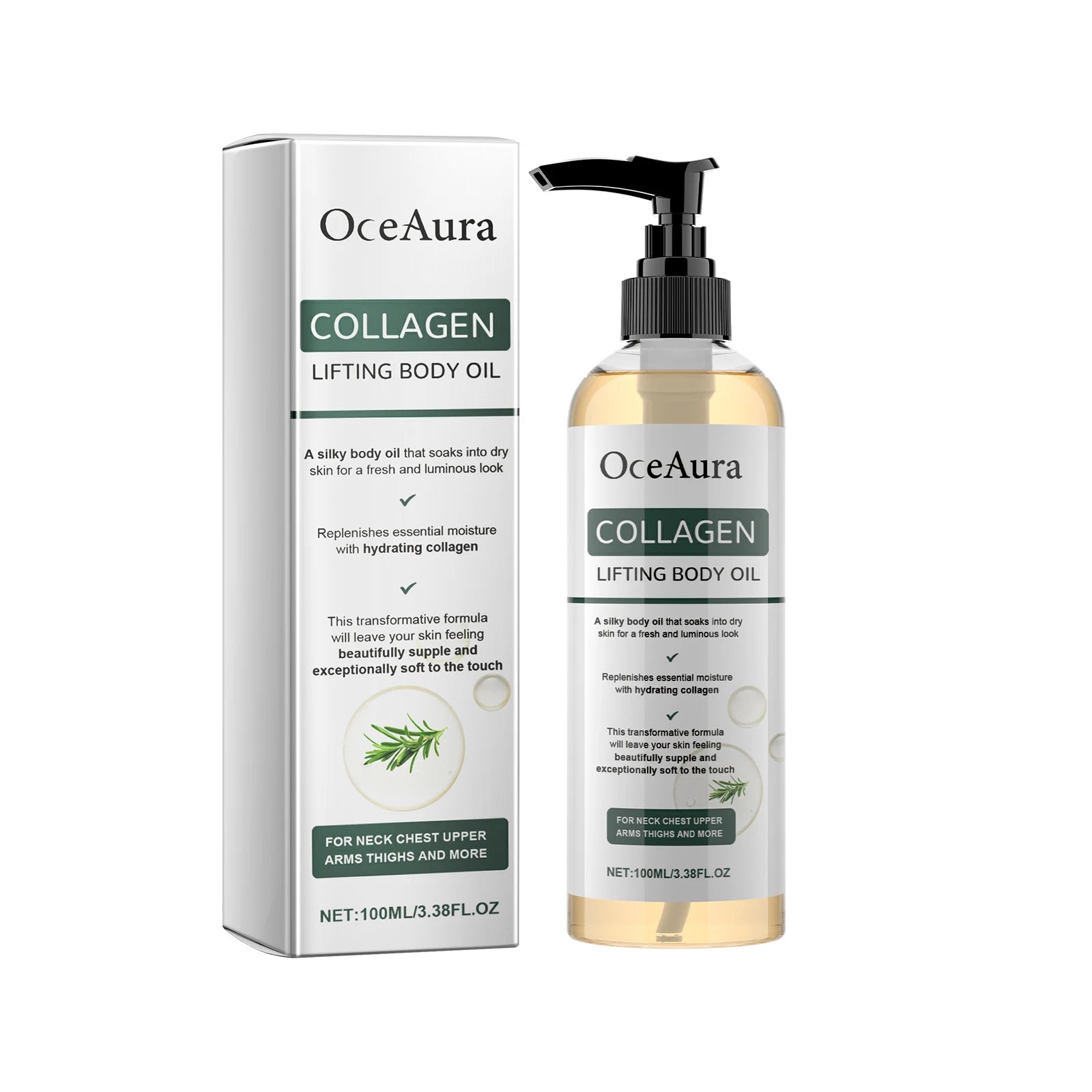 Collagen lifting body oil: pump bottle with carton, 100ml