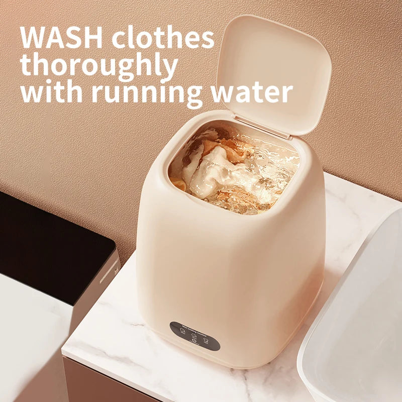 Tidesmit portable washing machine interior view showing the spin dryer basket and deep cleaning mode settings