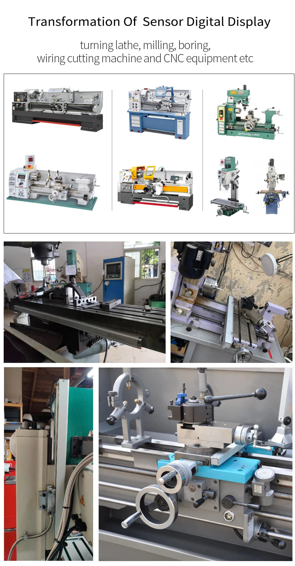 SINO SDS2-3VA Set 3 Axis And 2 Axis LCD DRO Kit Digital Readout KA35 Glass Linear Scale Encoders For Lathe Grinder Milling