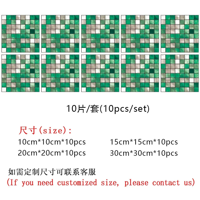 10pcs Purple Mosaic Hard Tiles Sticker Flat Printed in 2d Transfers Cover for Kitchen Bathroom Wallpaper Peel & Stick Wall Decal