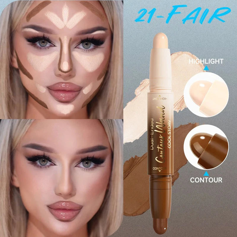 Tidesmit double-ended cream contour stick with highlight and shadow shades for full coverage waterproof face makeup