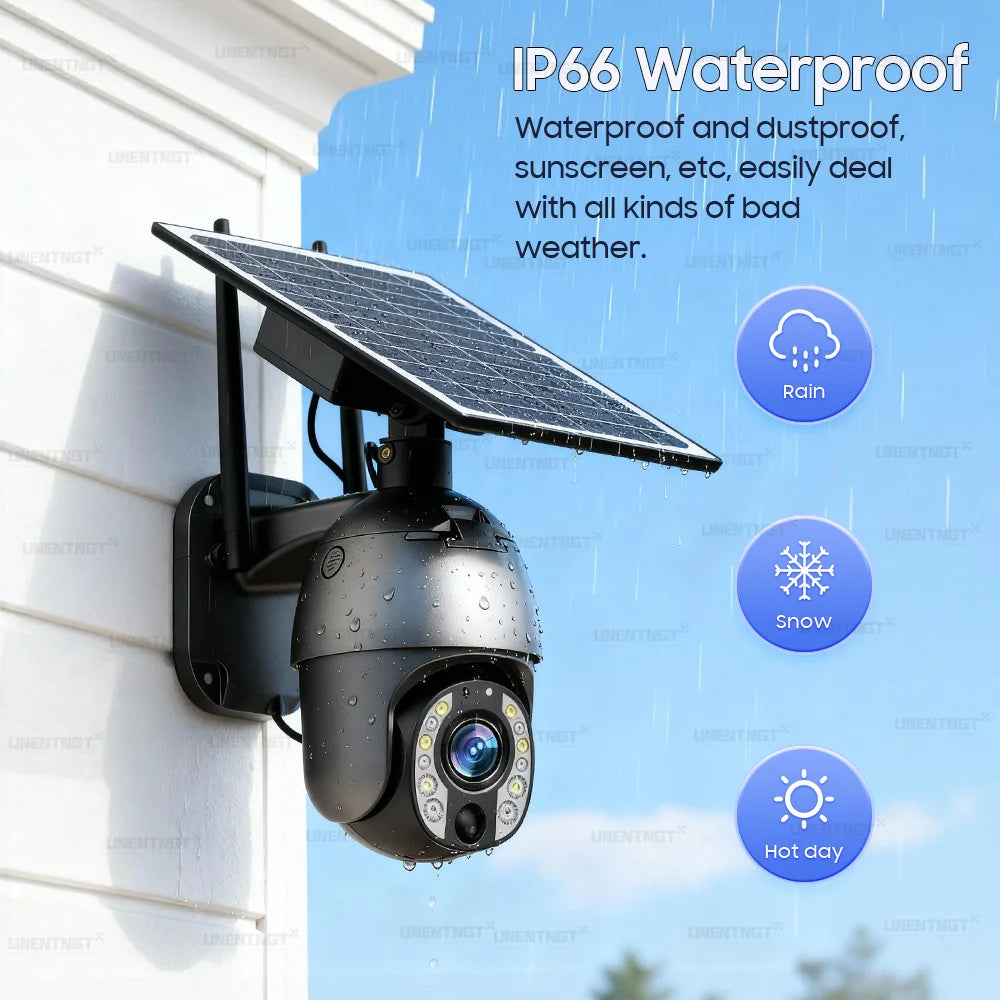 50X Optical Zoom Solar Camera Replaceable Battery 4G SIM/Wifi Home Outdoor Security PTZ Motion Detection/Track Surveillance Cam