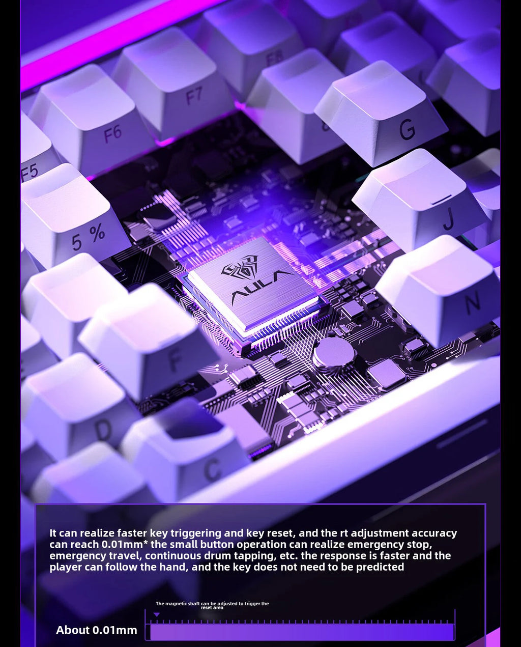 AULA HERO 84 HE Wired Mechanical Keyboard Music Rhythm RGB Backlit Magnetic Switch 8K Return Rate 128K Scan Rate Gaming Keyboard