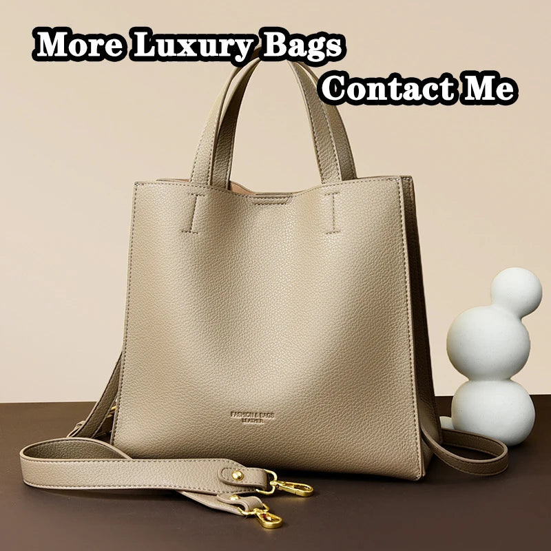 Premium Quality Luxury Brand Designer Leather Women Classic Handbag Solid Shoulder Bag For All Occasions