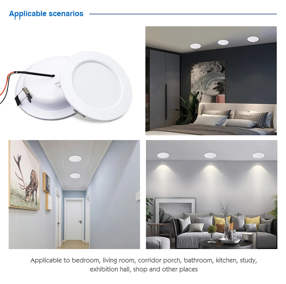 2-8pcs Recessed Ultra-thin LED Downlight DC12V 24V AC110V-240V Ceiling Lamp Warm Cold White Indoor 5W 9W 12W 15W 18W Lighting
