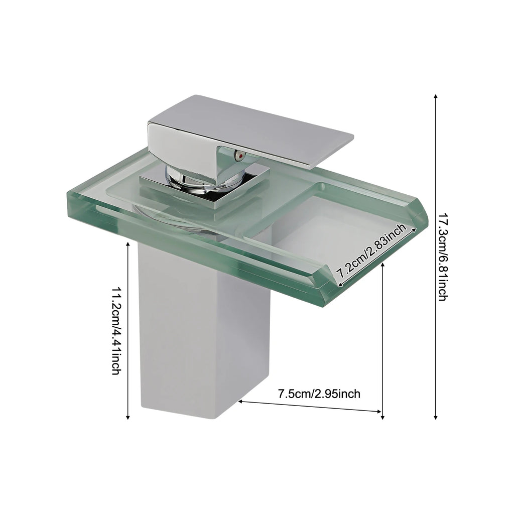 Smart Bathroom Faucet with Temp Light, Anti-Scald LED Indicator, Brass Construction, Waterfall Faucet, LED Color Changing