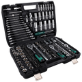 Podofo 216Pcs Socket Wrench Sets 1/4" 3/8" 1/2" Socket Wrench Sets with 24-Tooth Ratchet Wrench Ergonomic Ratchet Wrench Mechanic Tool Set For Automotive Motorcycle Repair & Home, Garage, Professional Automobile Maintenance