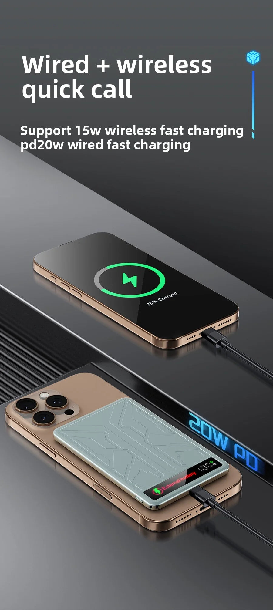 Tidesmit Magnetic Wireless Portable Charger - 10000mAh PD 20W Fast Charging Tidesmit