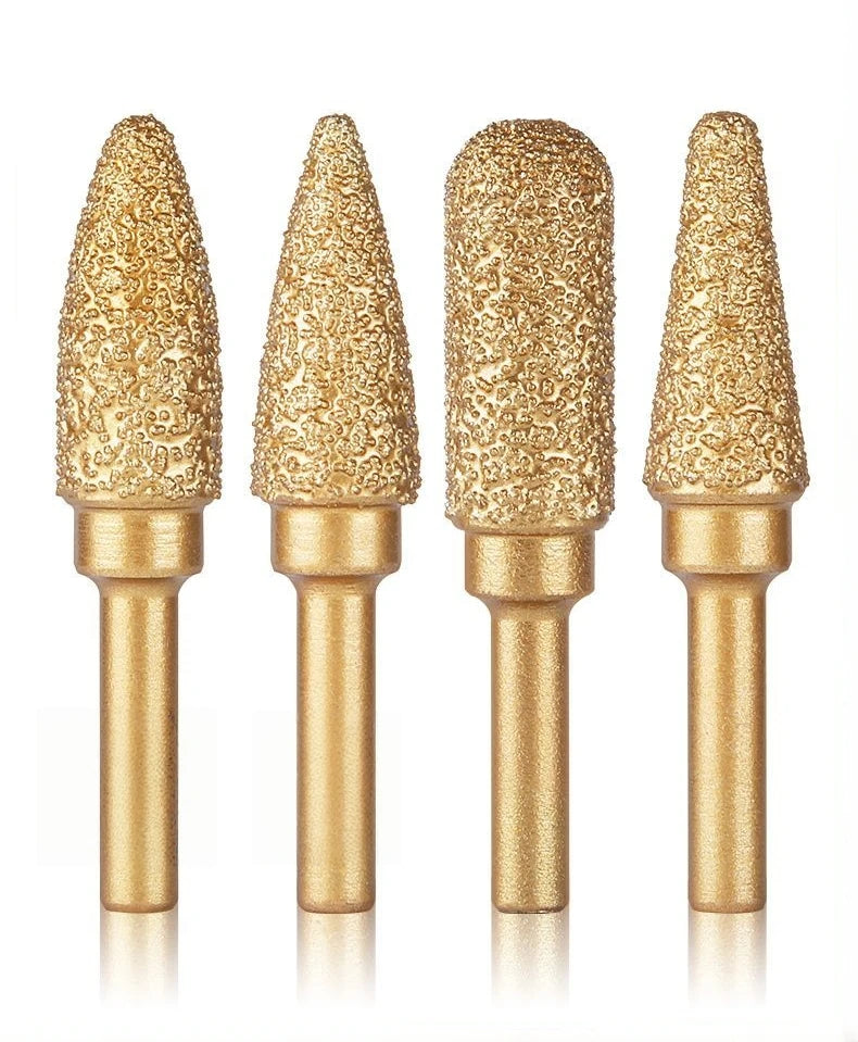6mm Shank Brazed Diamond Grinding and Polishing Head for Cast Iron Stone Marble Tile - Deburring Metal Processing  Carve