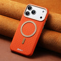 Magnetic Leather iPhone Case | Shock-Absorbing & Wireless Charging Compatible Orange Tidesmit