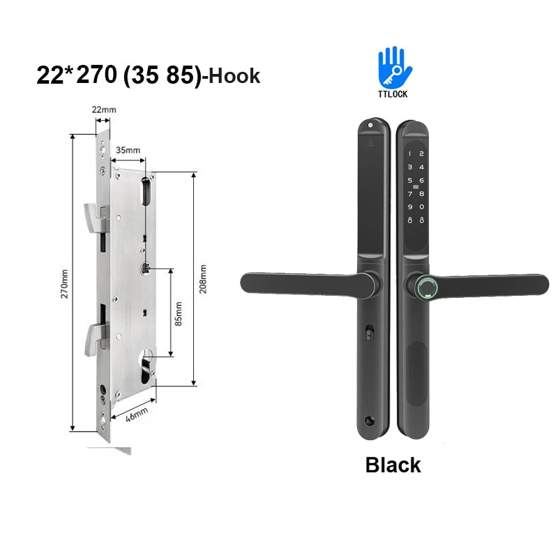 TTLock App Smart Aluminum Door Lock Waterproof Fingerprint Digital Password RFID Card Remote Electronic Sliding Glass Door Lock