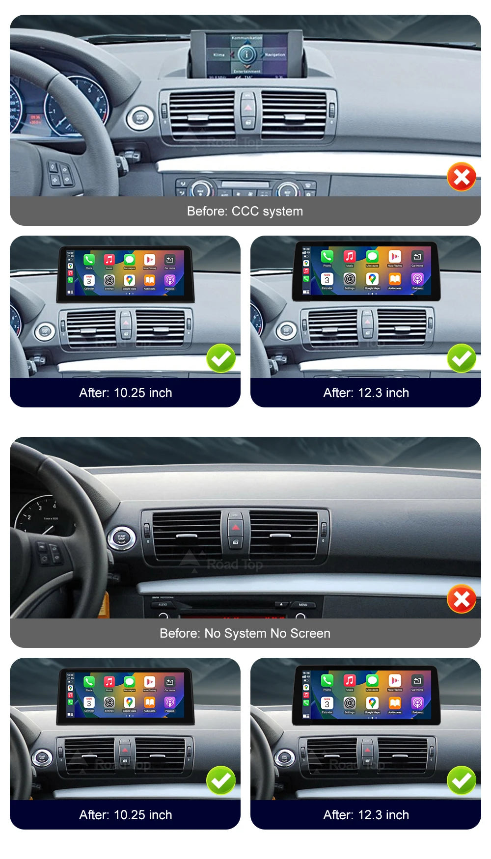 Wireless CarPlay Touch Display for BMW 1 Series E81 E87 CIC/CCC Tidesmit