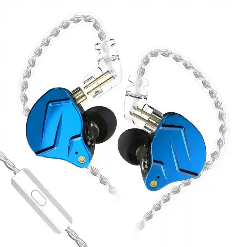 KZ ZSN Pro X Hybrid In-Ear Monitor - High-Fidelity Wired Studio Earphones Blue MIC Tidesmit