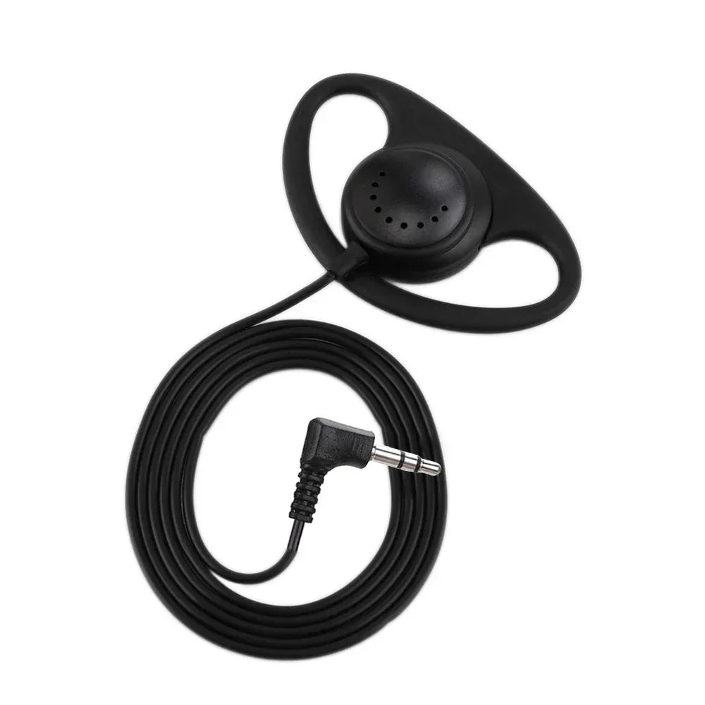 D-Shape 3.5mm Wired Ear Hook Earpiece Clip-On Tidesmit Audio Black Tidesmit