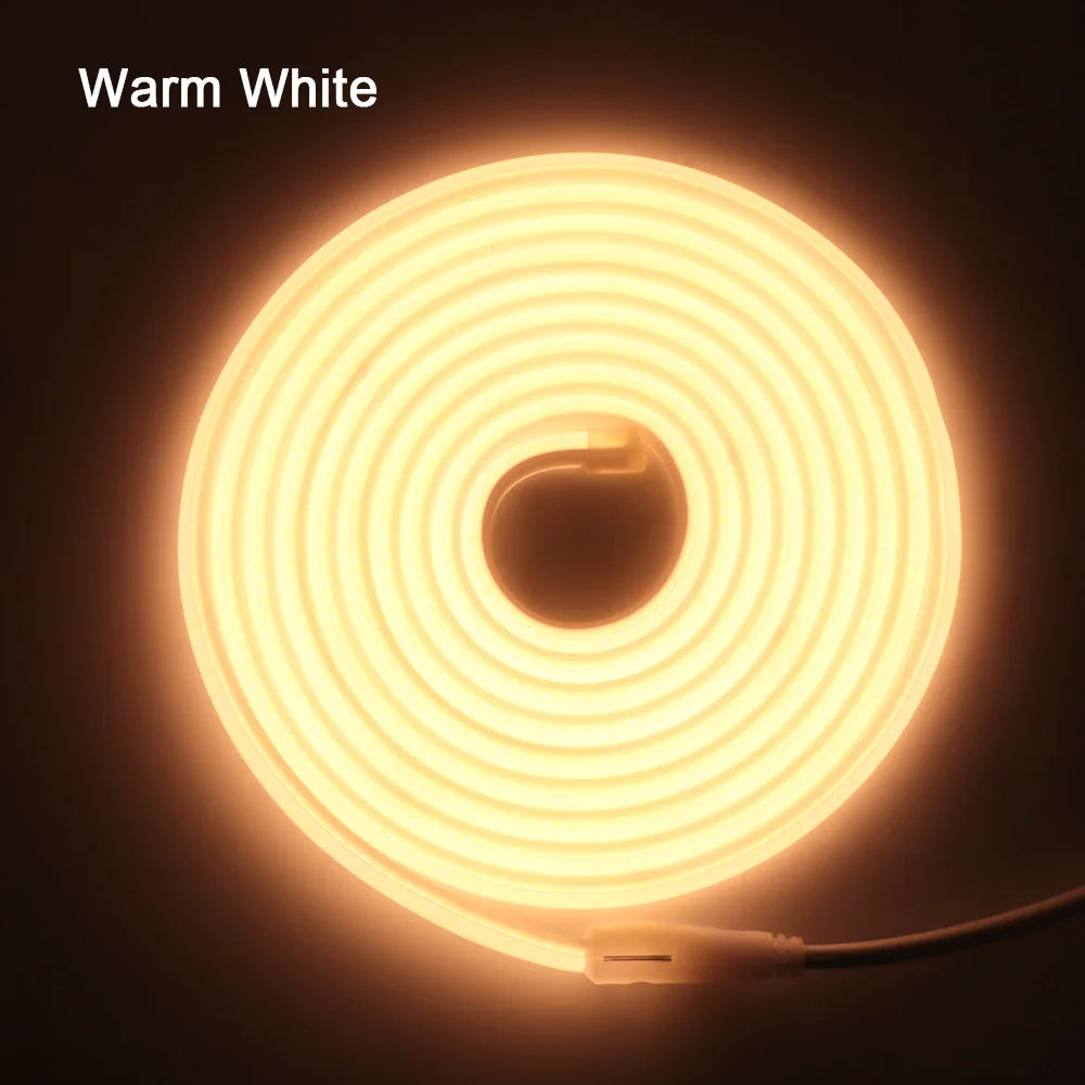 220V COB LED Neon Strip Light with Dimmer Switch Power Kit 288LED High Density Linear Lighting Waterproof Flexible Silicone Lamp