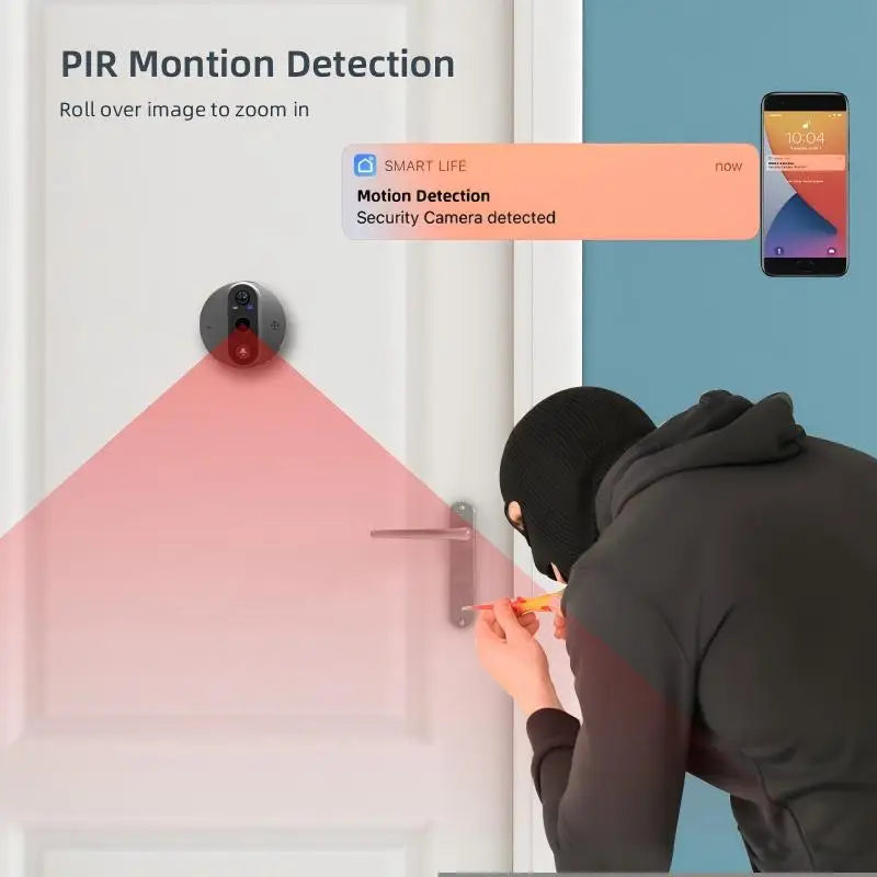 3MP Tuya Smart Life WiFi Peephole Door Camera 1080P Digital Viewer Doorbell 5000mAh Battery PIR Motion Detection IR Night Vision