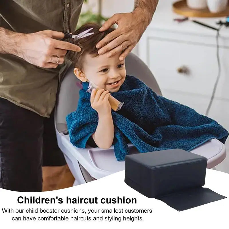 Barber Child Booster Seat - Black PU Leather Kids Salon Stool Massage Chairs Tidesmit