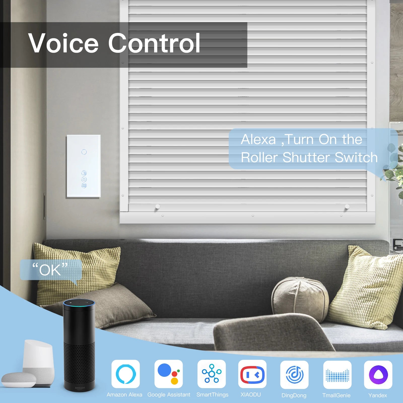 Tidesmit Smart WiFi Shutter Switch - App Controlled Roller Blind Timer Tidesmit