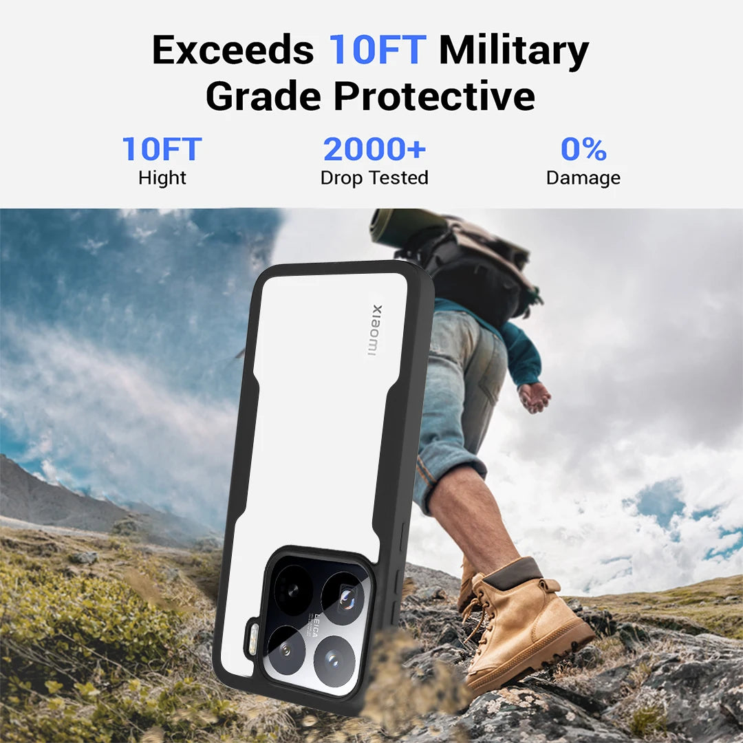 Shockproof 360-degree armor case for Xiaomi 14/15/17 Pro. Durable clear soft-bumper skin with military-grade protection.