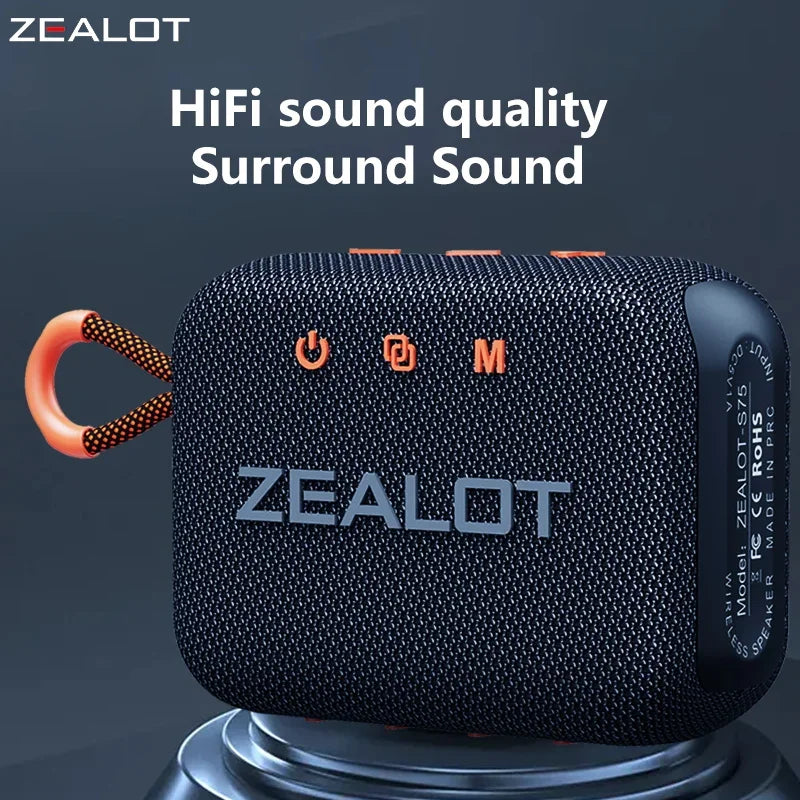 ZEALOT-S75 10W Portable Subwoofer Wireless Shower Speaker, Hifi Sound Quality, Dual Pairing, 3000mAh Battery, 16 Hours Playtime