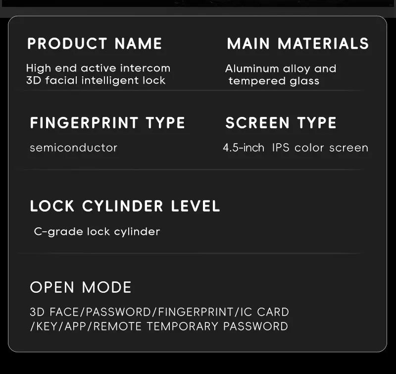 SANKESONG Tuya Smart 3D Face Door Lock with Security Camera Monitor Intelligent Fingerprint & Password Biometric Dual Battery