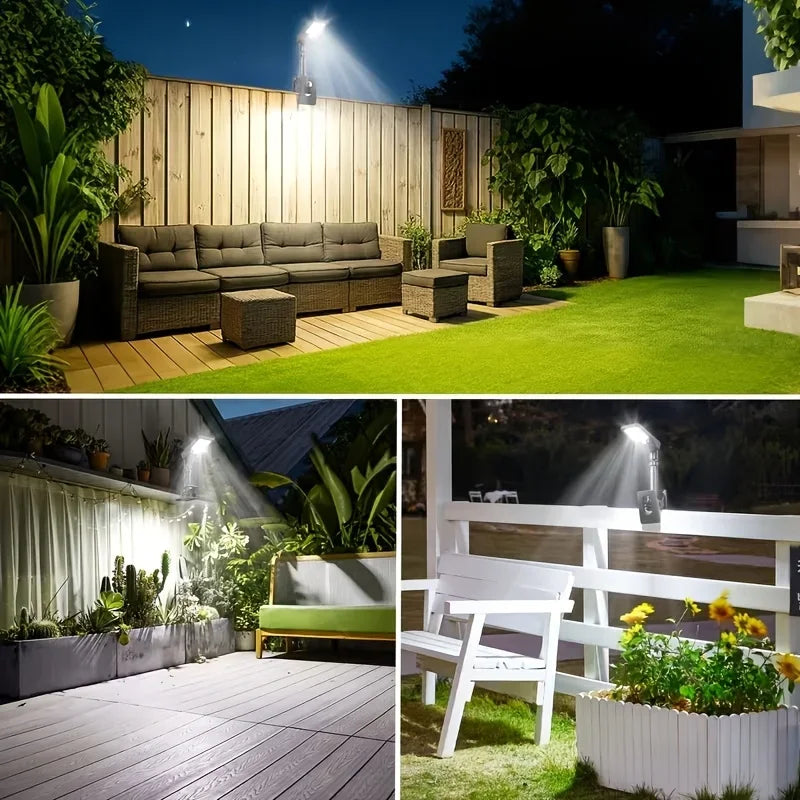 2-Pack Clip-On 60LED Solar Lights, 2 Adjustable Installation Modes, Solar Powered No Wiring Needed, 1500Mah Battery, Motion Sensor Auto On, for Yard, Fence, Balcony, Railing & Garage Lighting, Perfect Gift for Housewarming &