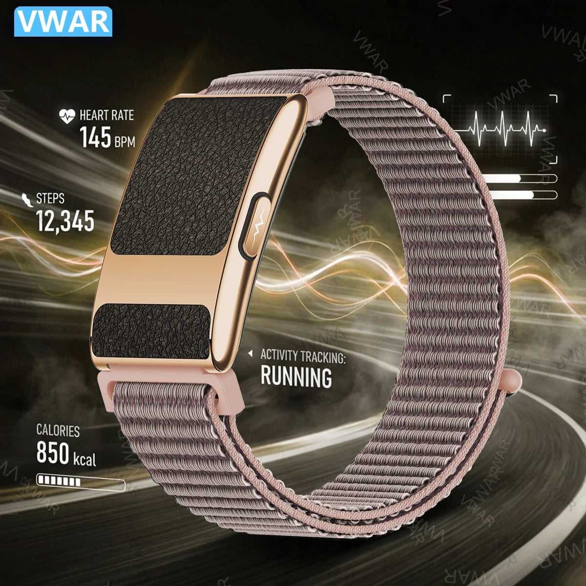 VWAR FLOW ECG Smart Fitness Bracelet Heart Rate Blood Oxygen Sleep Monitor Body Temperature Stress Tracker Women Men Health Band