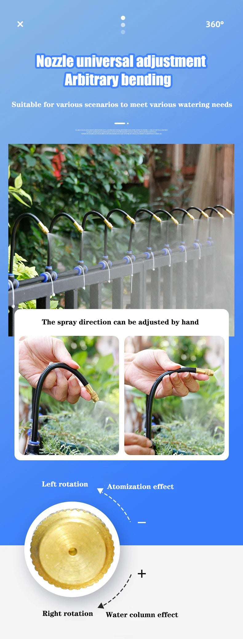 DIY 5-30M Free Bending Universal Spray Kit for Backyard Cooling Humidification Sprayer Garden Flowers Plant Watering Irrigation
