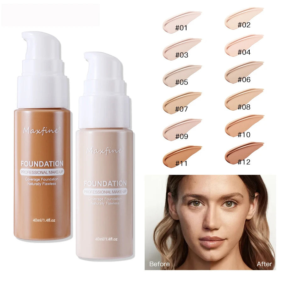 Tidesmit 12 color liquid foundation texture close-up showing long lasting moisturizing high coverage face makeup