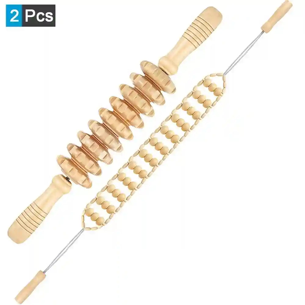 Wood Therapy Massage Roller - Professional Anti Cellulite Guasha Tool Massage Roller 2Pcs 2 Tidesmit