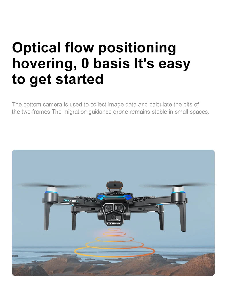 4K RC Camera Drone - D13 Foldable GPS Quadcopter with Obstacle Avoidance Tidesmit
